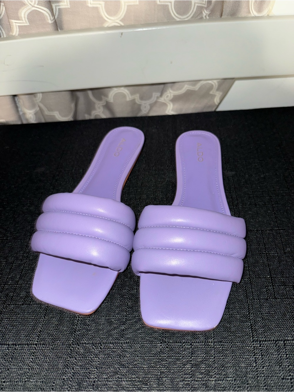 💜 Aldo Lavender Puffy Quilted Slide Sanda